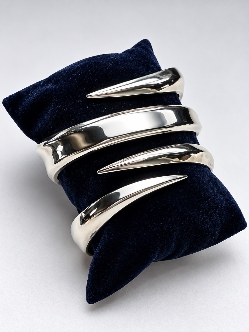 Vintage 925 Sterling Silver Sculptural Modernist Cuff Bracelet 62g Statement